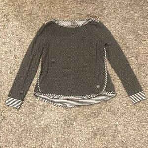 Talbots Green White Spotted Long Sleeve Top